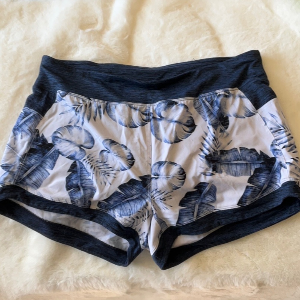 Kyodan Palm Print Blue & White Athletic Short